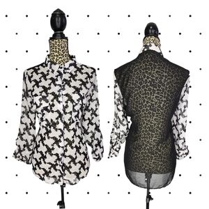 UK2LA Monochrome Patterned Button Down Shirt